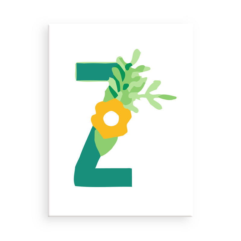 Letter 'Z' with a flower design on a white background