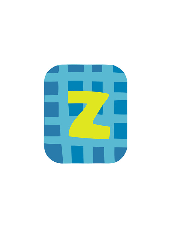Blue checkered square with a yellow 'Z' on a white background