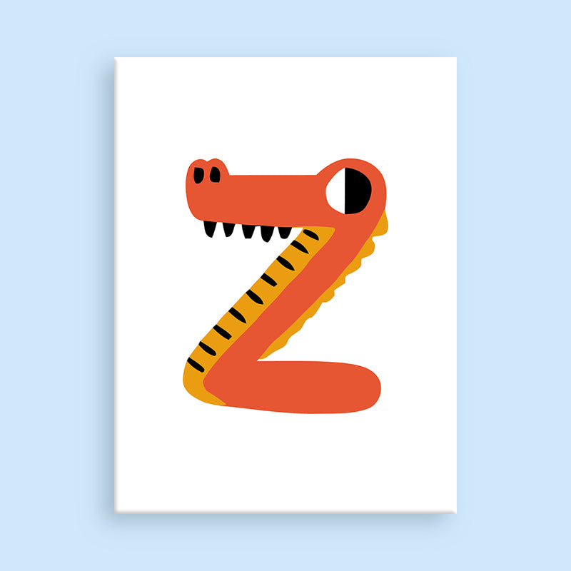 Illustration of a letter 'Z' shaped like a tiger with an orange body and black stripes on a white background.