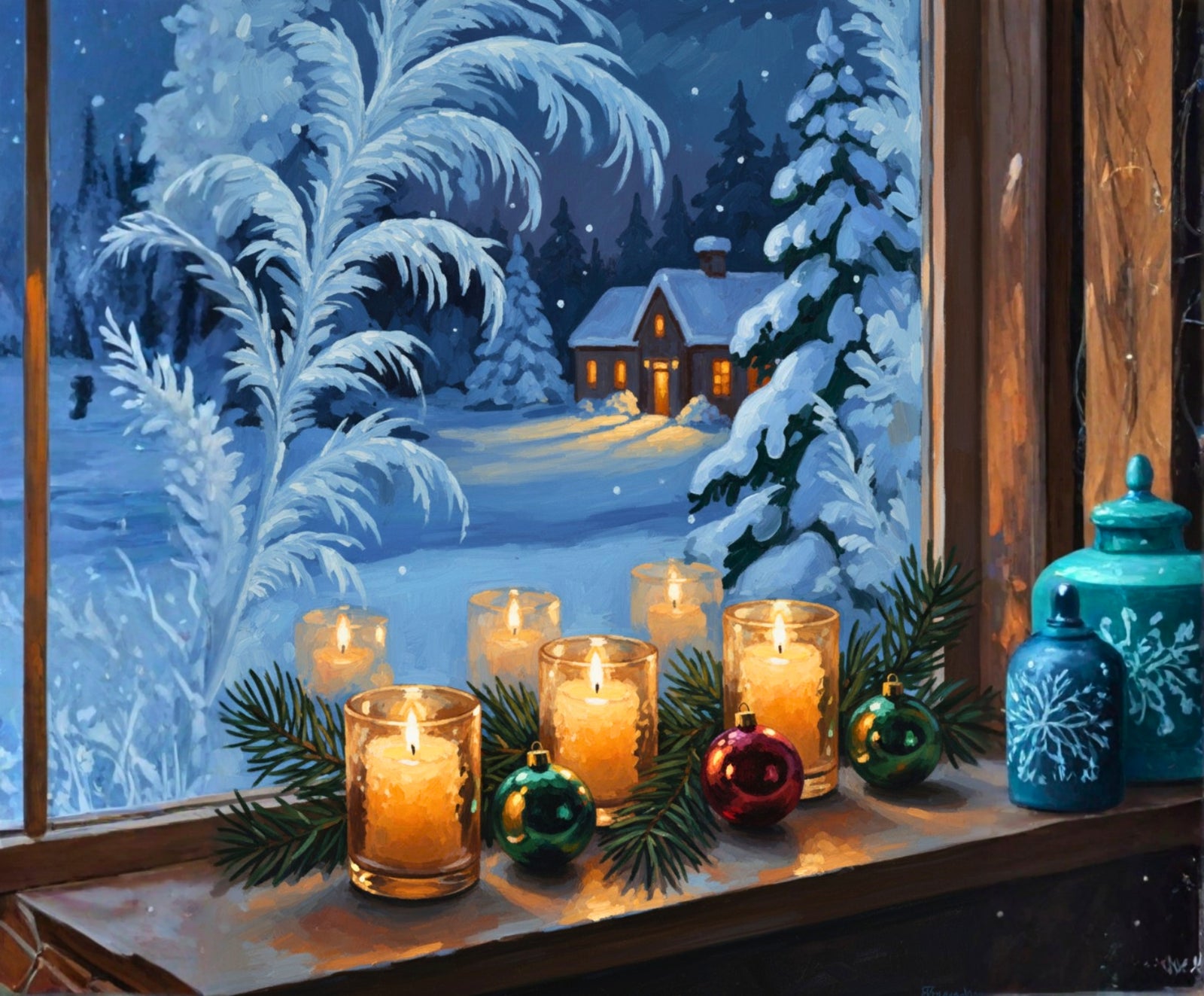 Through the Winter Glass paint by numbers artwork