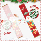 Before and after comparison of a Christmas-themed wall hanging with decorative elements.