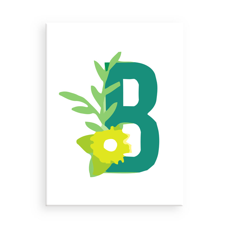 Letter 'B' with floral design on a white background
