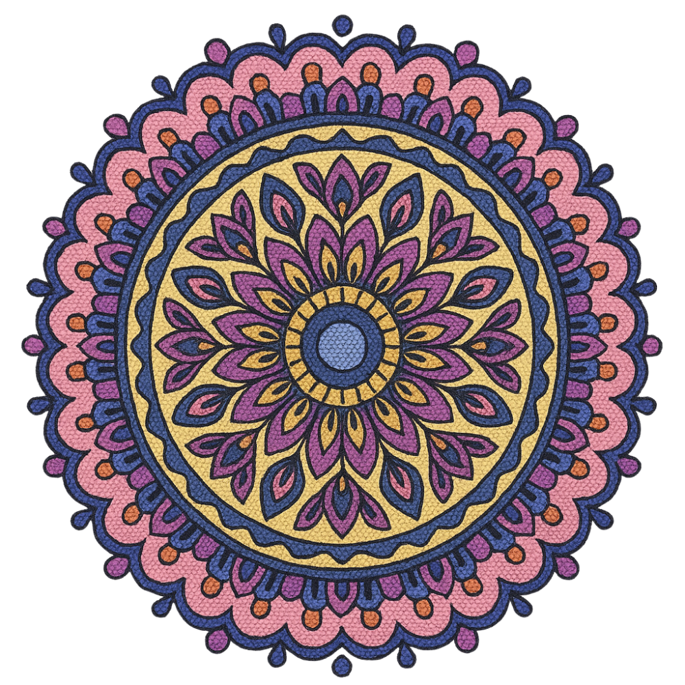 Modèle de mandala circulaire complexe avec des couleurs vibrantes