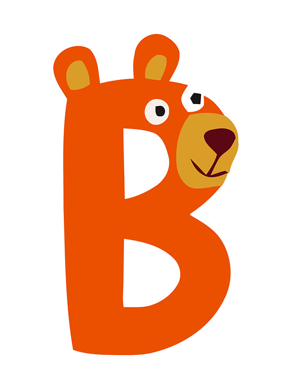Letter 'B' shaped like a bear on a white background