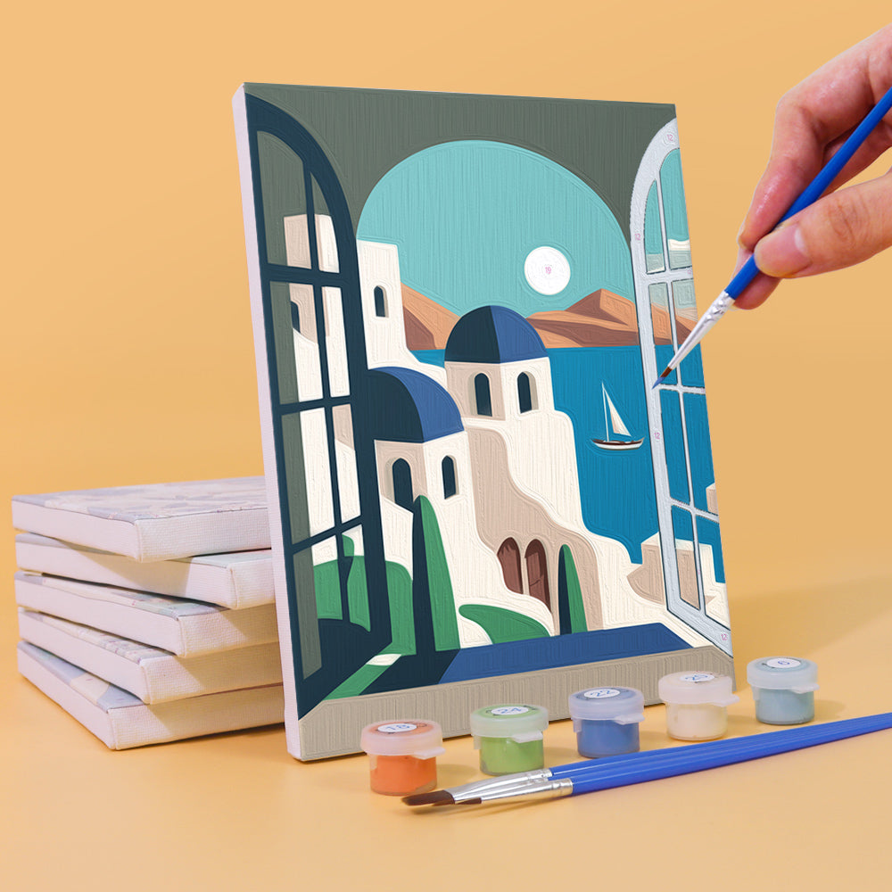 Mountain landscape paint by numbers for travel lovers