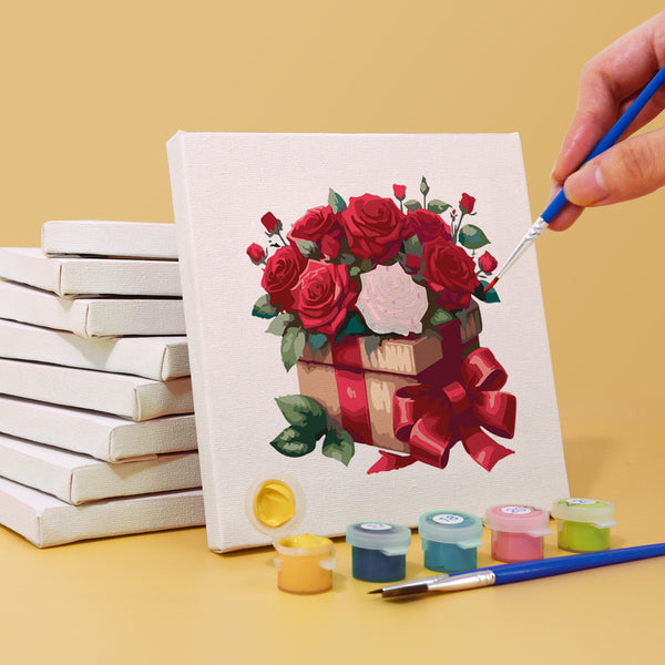 Timeless Roses mini paint by numbers kit with vibrant rose design