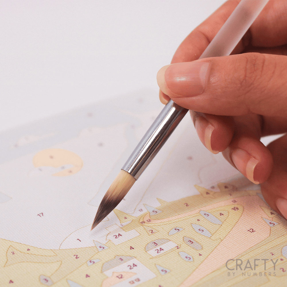 Precision point brushes for paint by numbers, perfect for fine detail and small acrylic painting projects.