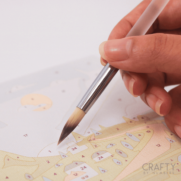 Precision point brushes for paint by numbers, perfect for fine detail and small acrylic painting projects.