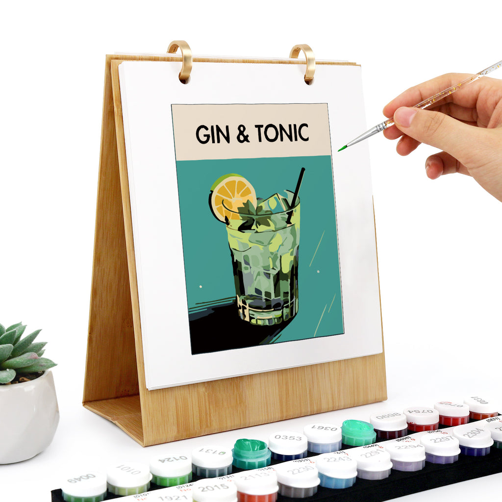 Kit de pintura por números con temática de cócteles para divertidos proyectos de decoración del hogar.