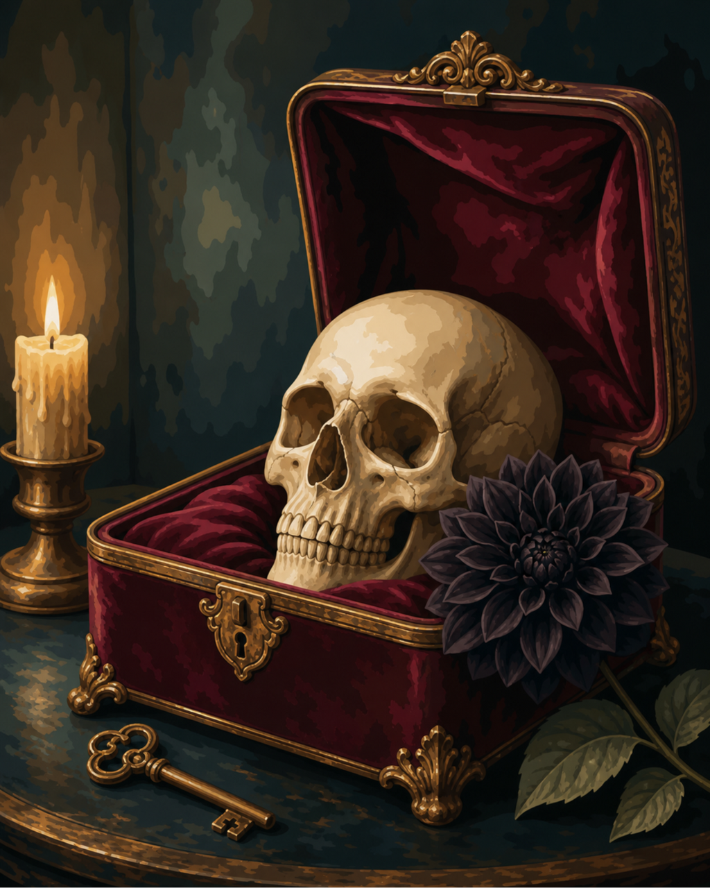 Finished Skull Casket paint by numbers artwork