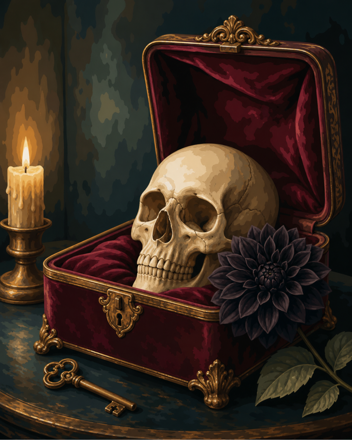 Finished Skull Casket paint by numbers artwork