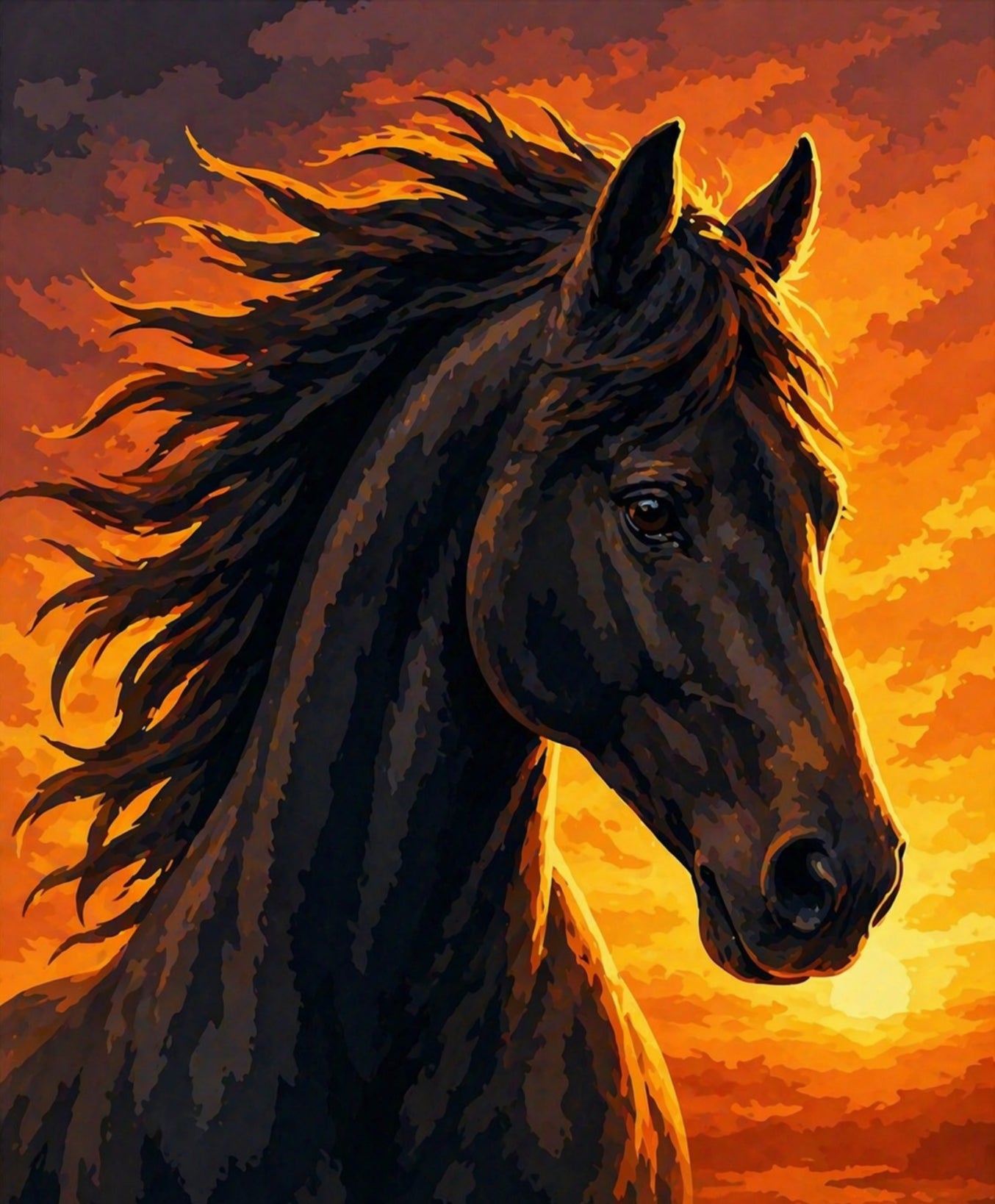 Portrait de cheval noir