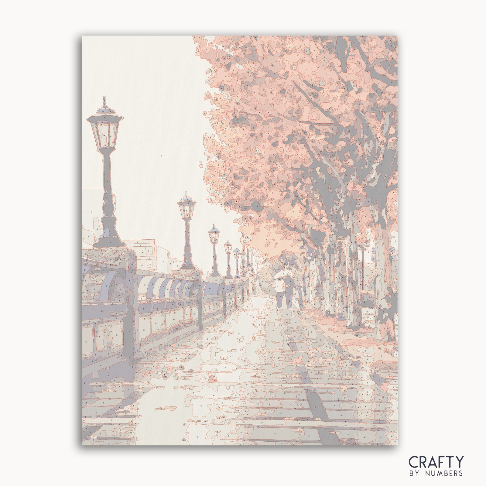Autumn rain paint by numbers kit with a peaceful forest scene