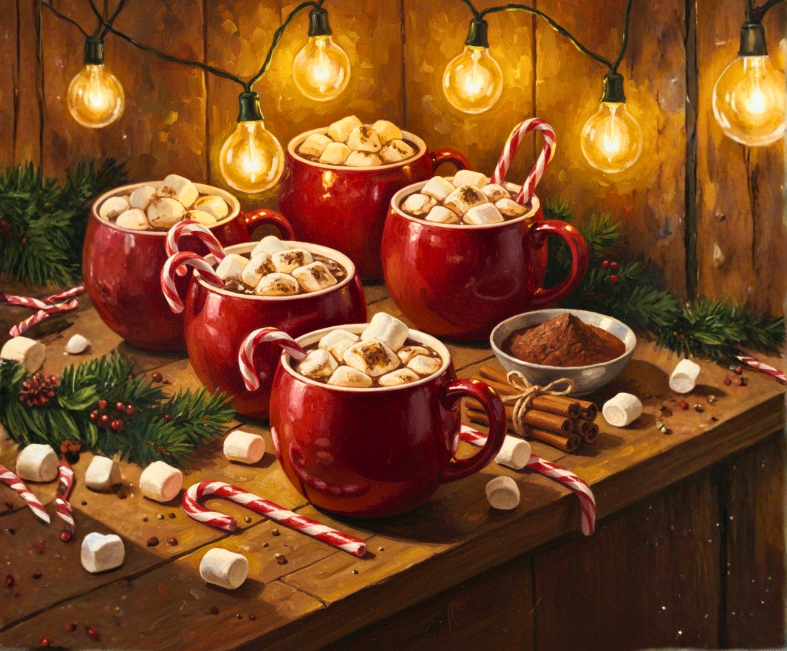 Marshmallow Merriment paint by numbers artwork