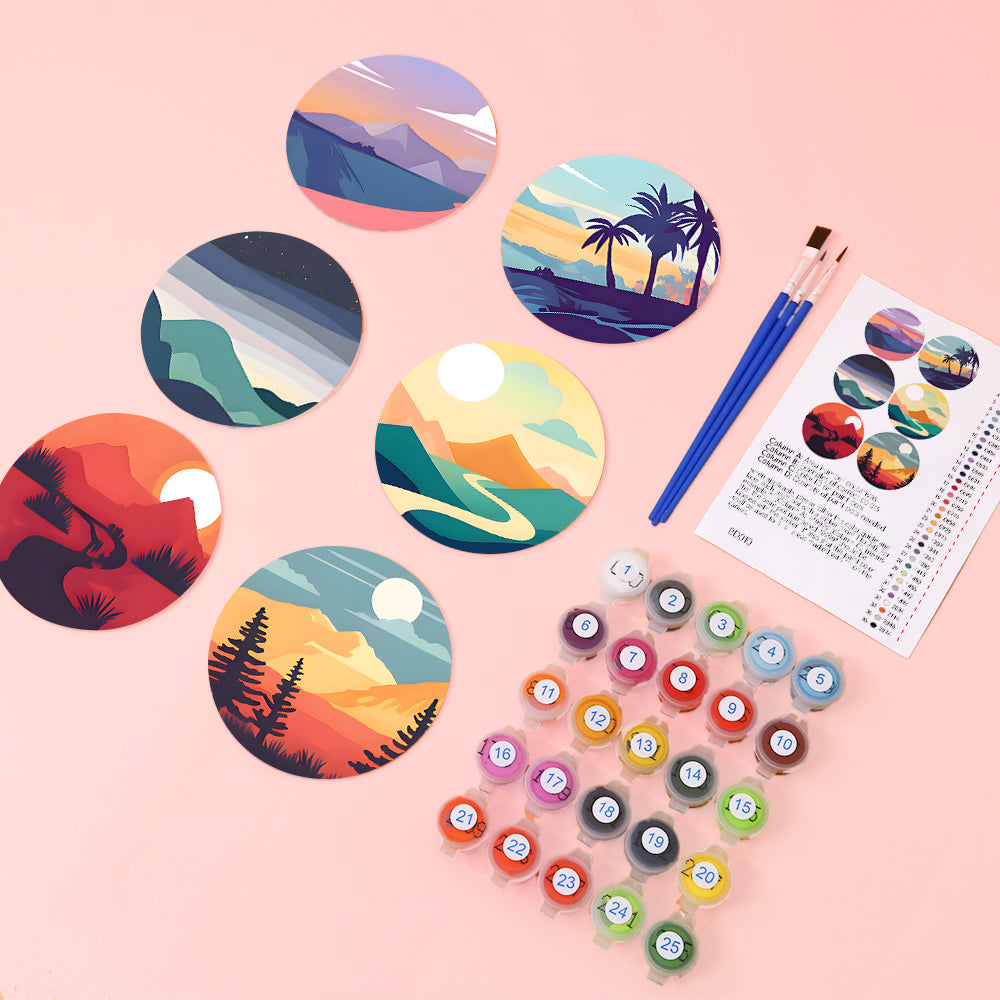 Scenic landscape painting kit set of 6, creative home décor artwork for living room walls
