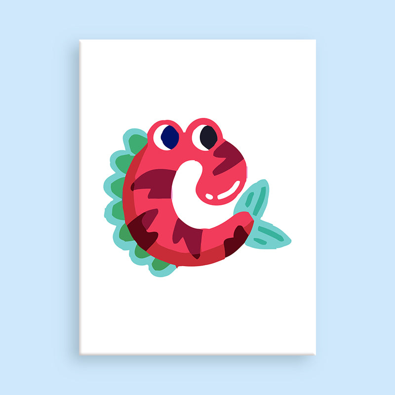 Cartoon caterpillar character on a white background with a light blue border