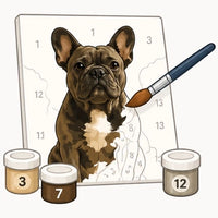 icon custom paint by numbers of dog process of painting