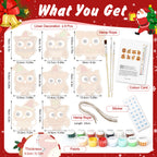 Product set with linen decorations, hemp rope, paints, and other materials on a festive background.