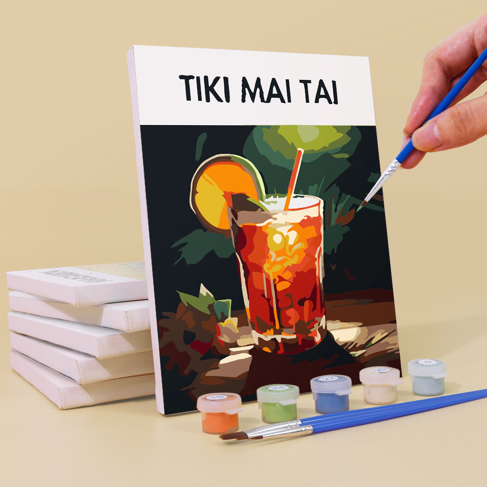 Sip Happens Mini Paint by Numbers Kit with paintbrush and water cup