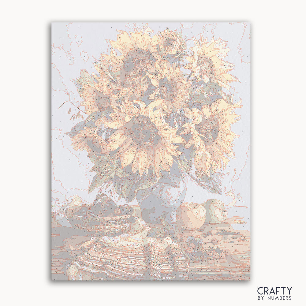 Sunflowers in a Vase paint by number inspired by famous paintings and van gogh famous paintings style.