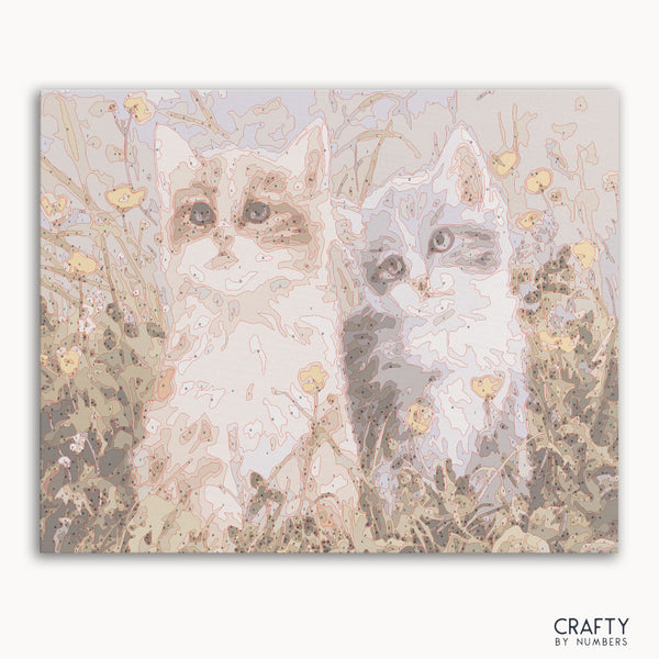 Two Cats Peering paint by number inspired by famous paintings with vibrant colors and detailed strokes.