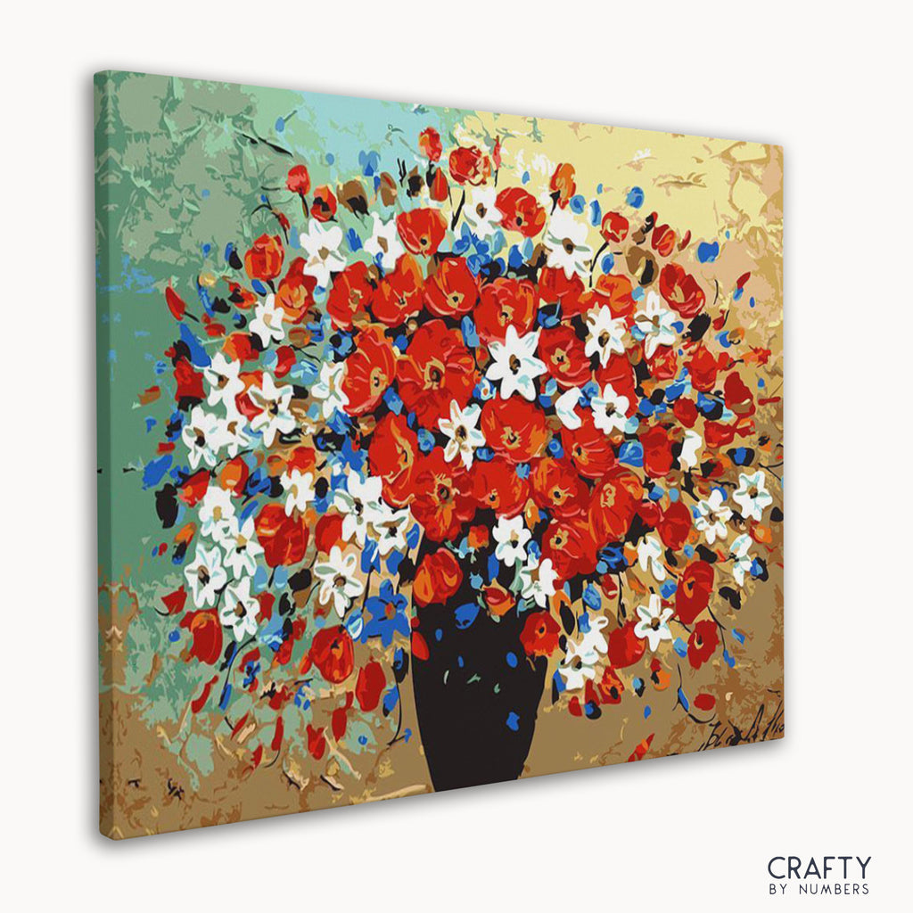 Detailed Bouquet of Colors paint by number featuring bright blooms similar to famous flower paintings and famous art paintings.