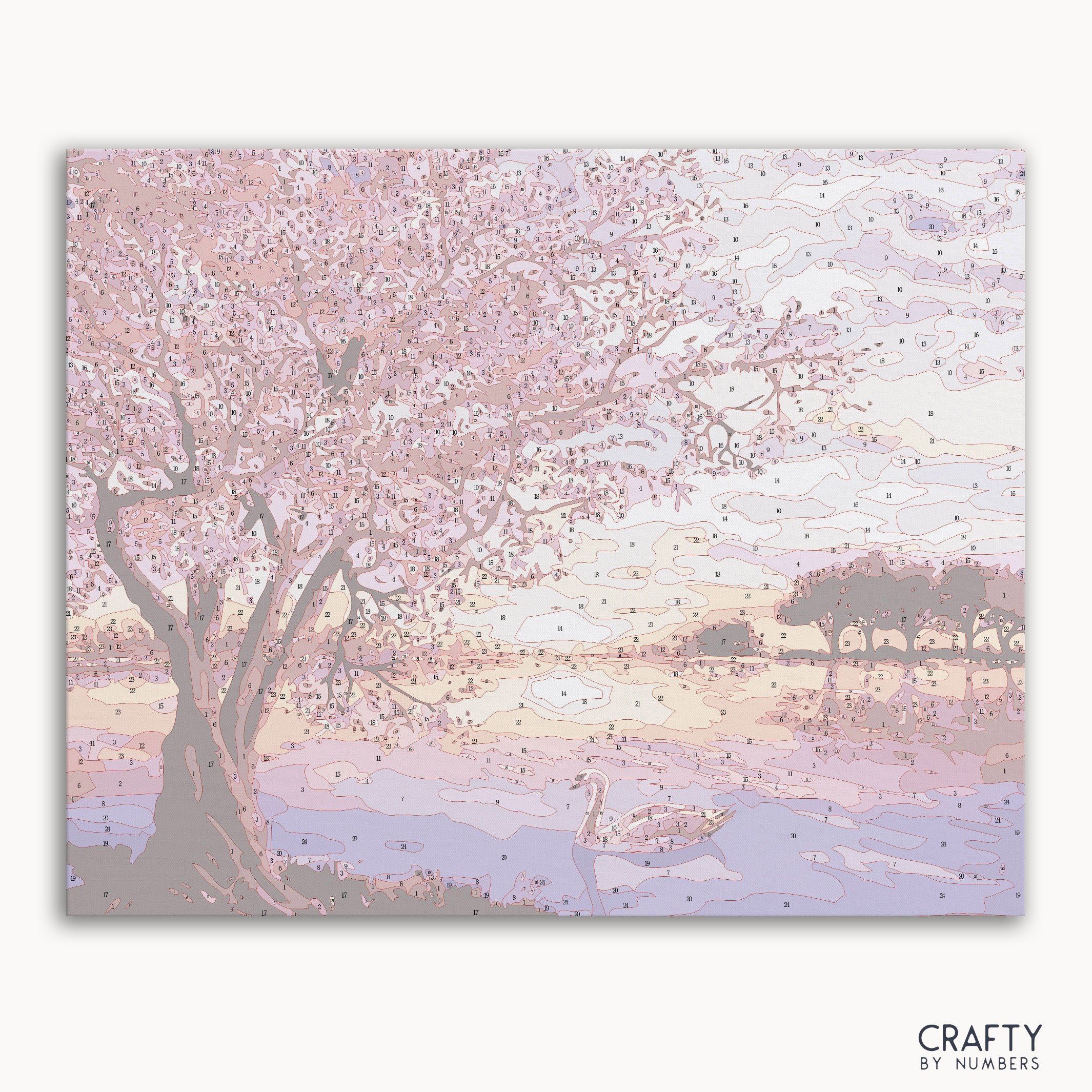 Pink Blossoms paint by numbers kit with numbered canvas and vibrant floral design