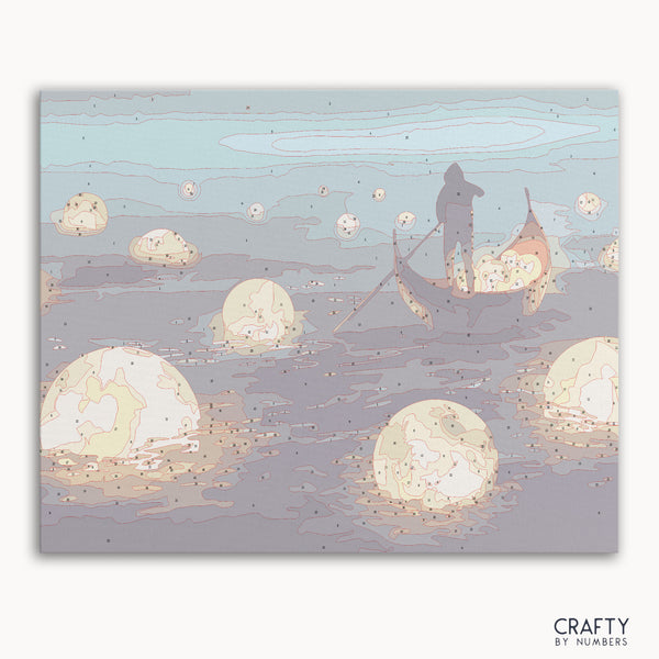 Moon Catcher paint by numbers kit with starry night sky background