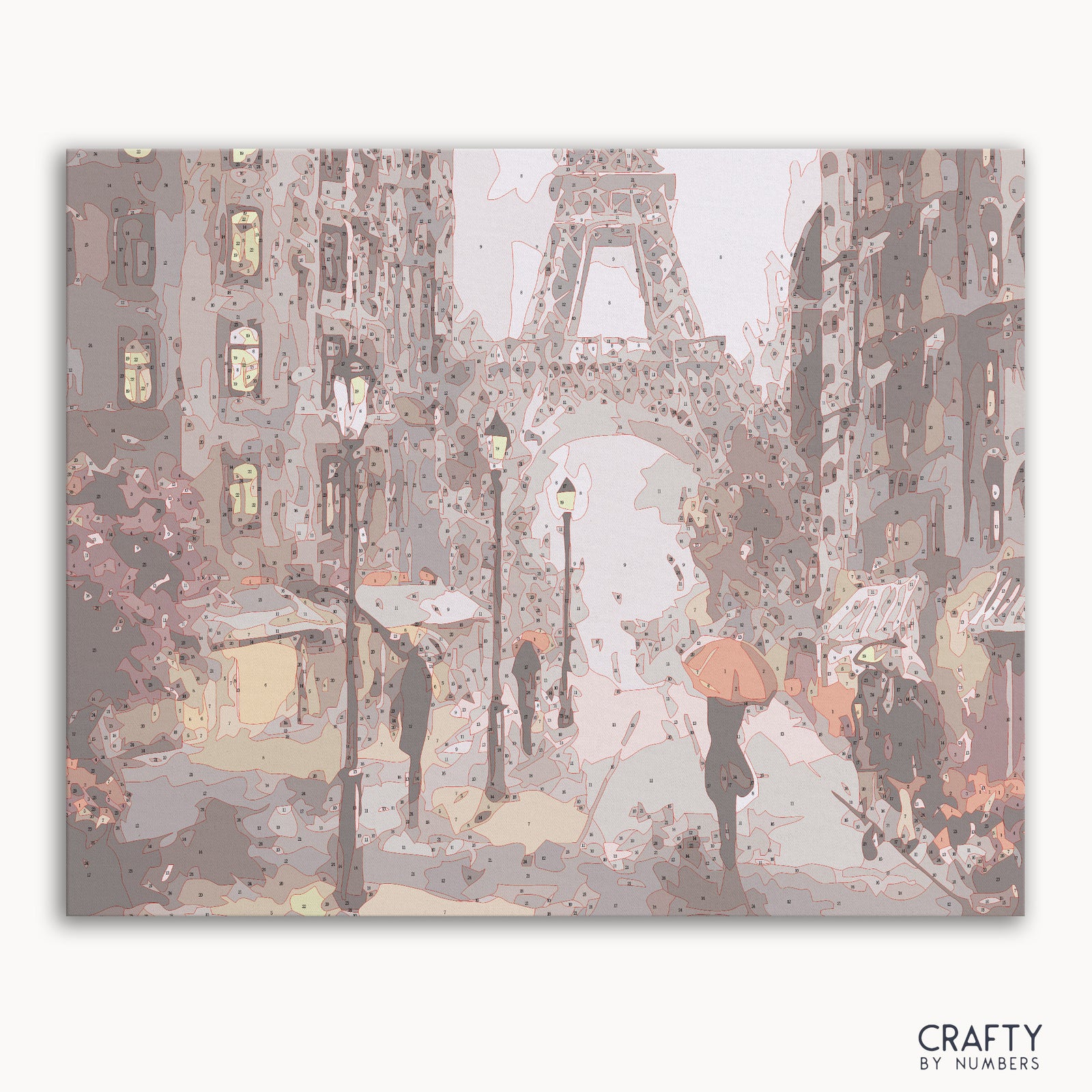 Detailed The Romance of the Paris Rain paint by numbers design