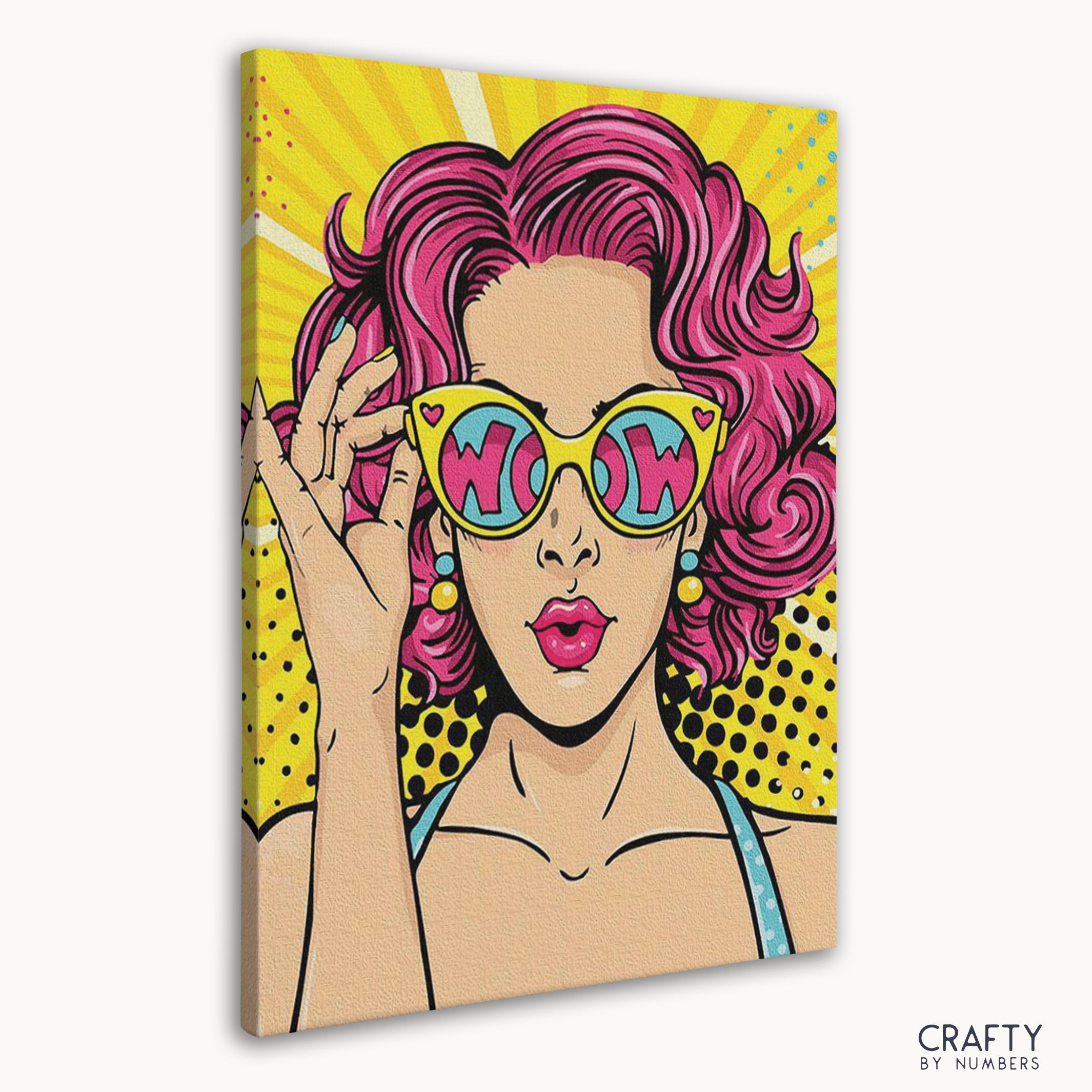 Colorful pop art girl with references to most famous paintings and famous landscape paintings.