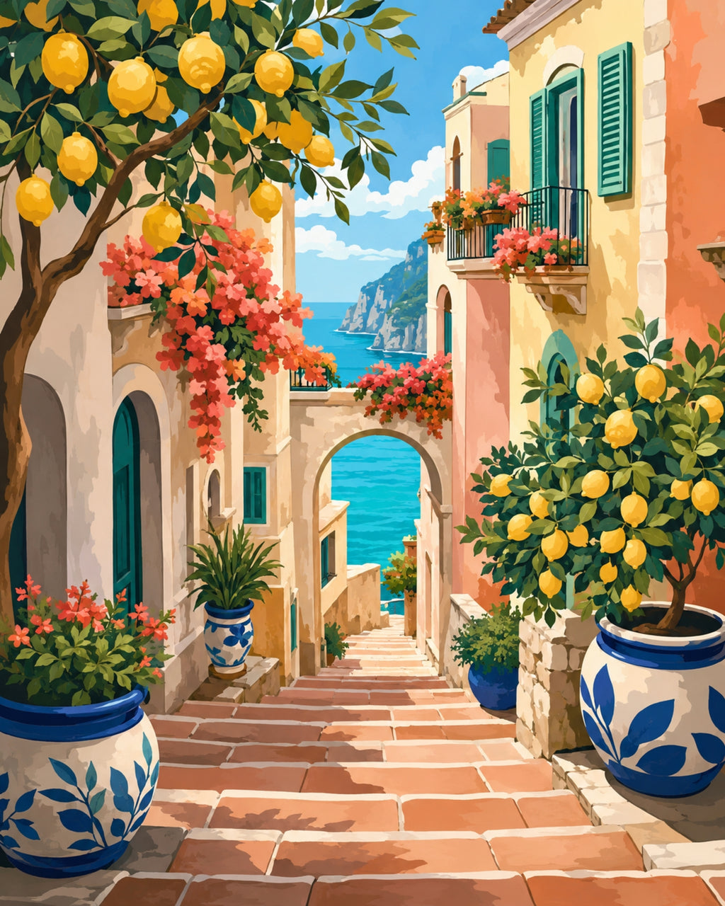Finished Lemon Street paint by numbers artwork