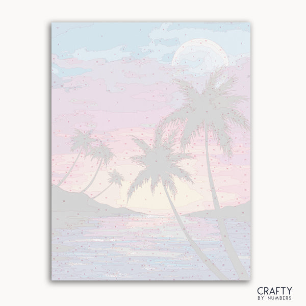 Caribbean sunset paint by numbers canvas with vibrant orange sky