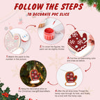 Step-by-step guide on how to decorate a PVC slice with Christmas-themed decorations.