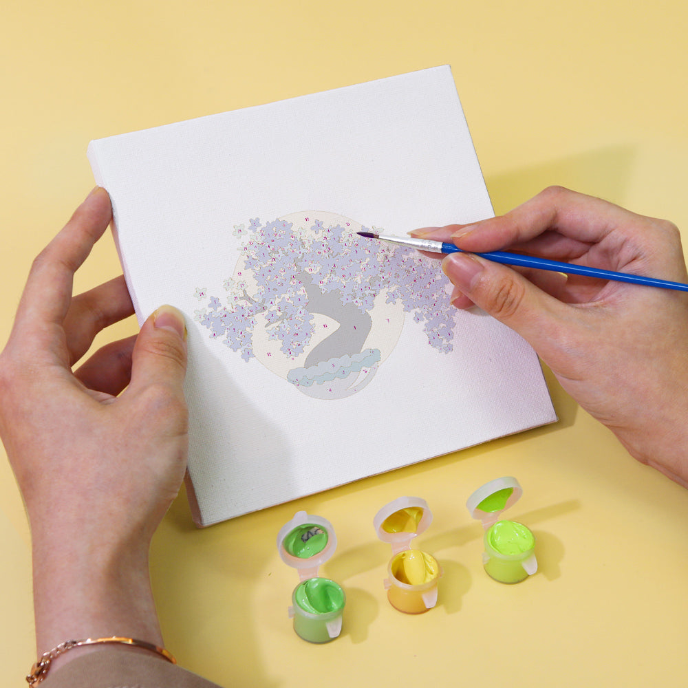 Hand painting Eternal Bonsai mini paint by numbers tree leaves