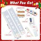 Christmas-themed paint-your-own sign kit with materials on a festive background