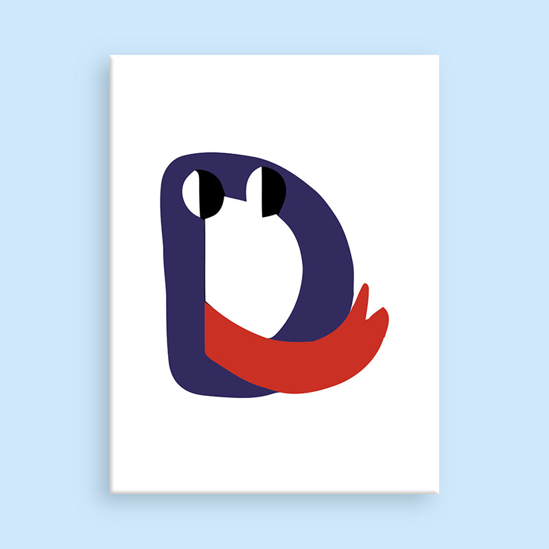 Abstract design with a blue and red shape on a light blue background