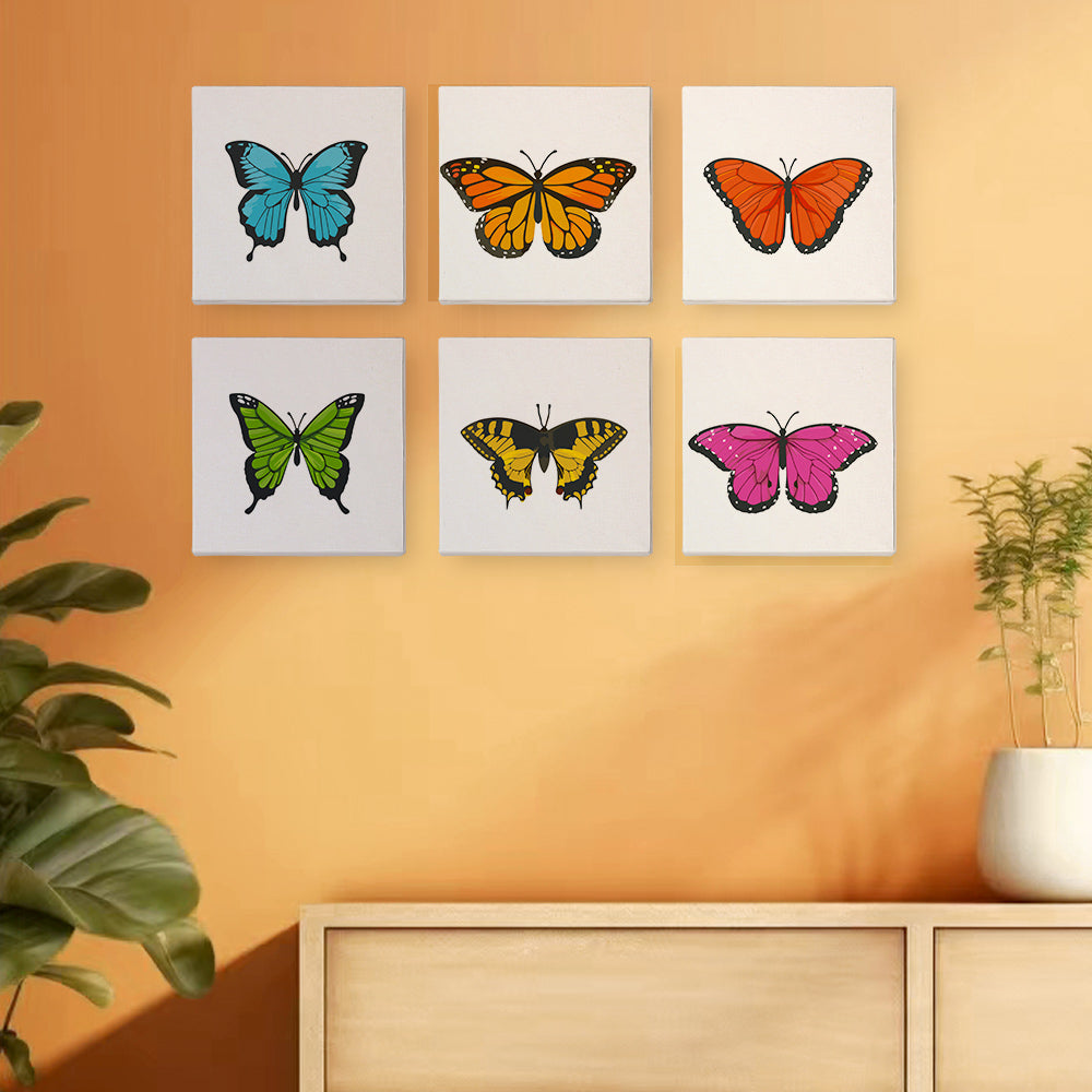Mini paint by numbers kit featuring symmetrical butterfly artwork
