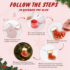 Step-by-step guide on how to decorate a PVC slice with Christmas-themed decorations.