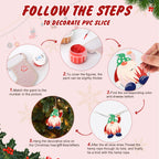 Step-by-step guide on how to decorate a PVC slice with Christmas-themed figures.
