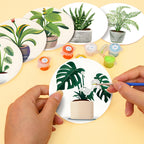 Paint by numbers kit with a tropical beach and palm trees