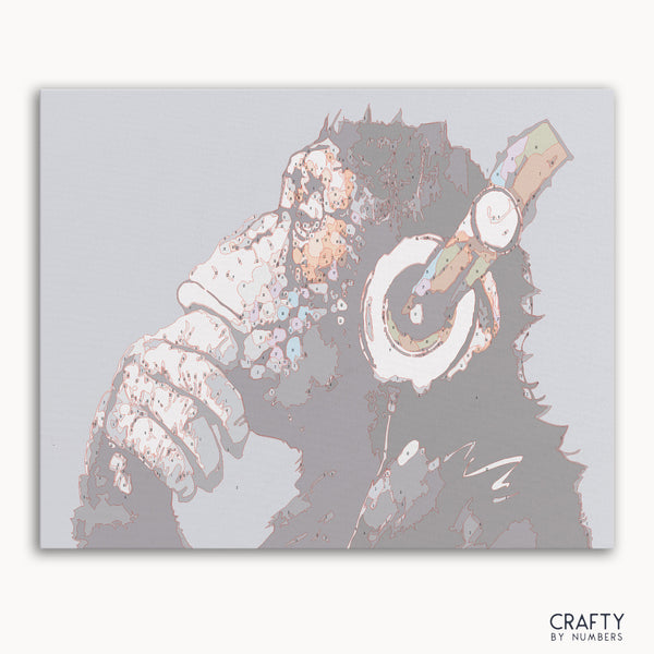 Musical Monkey paint by number inspired by famous paintings showcasing vibrant colors and creativity.