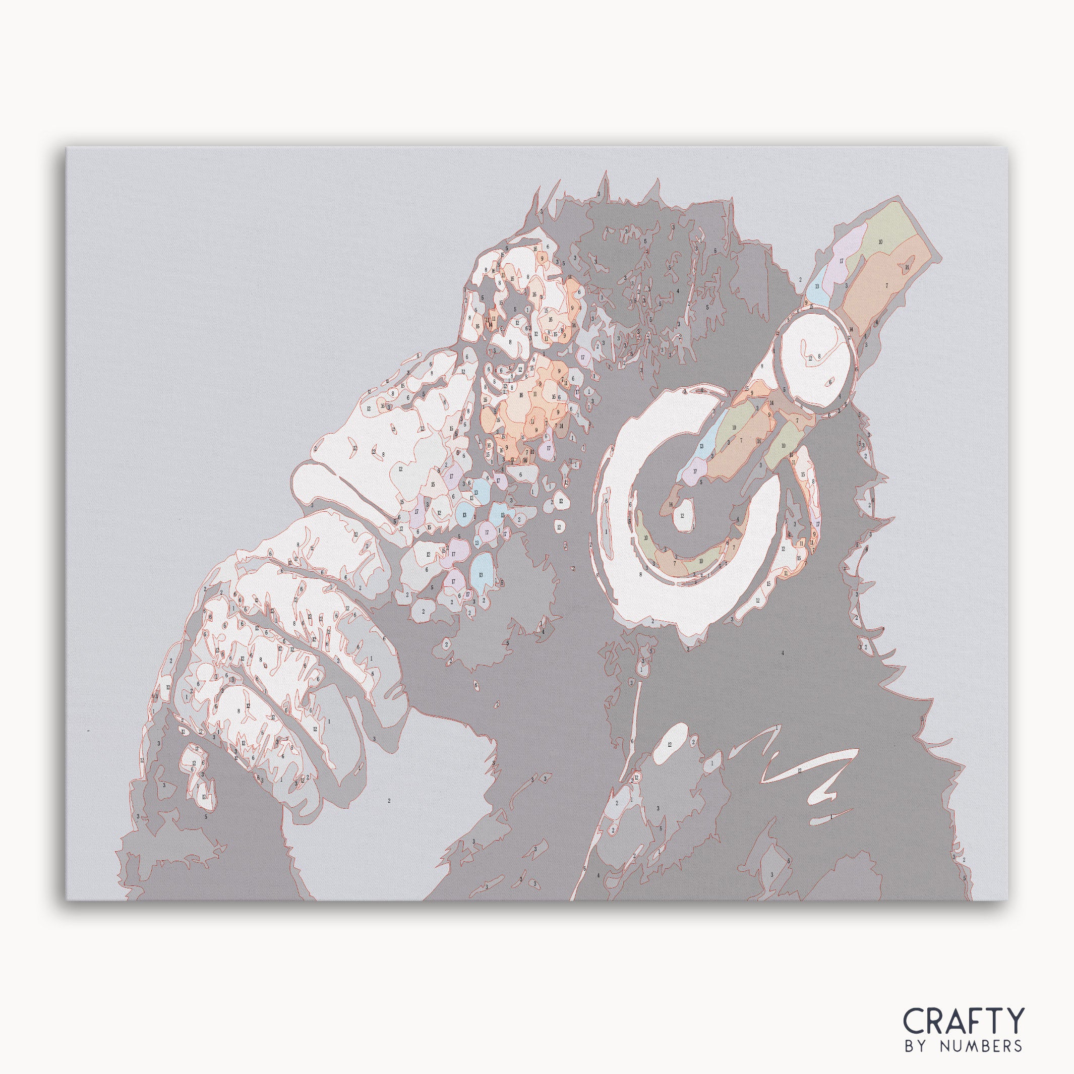 Musical Monkey paint by number inspired by famous paintings showcasing vibrant colors and creativity.