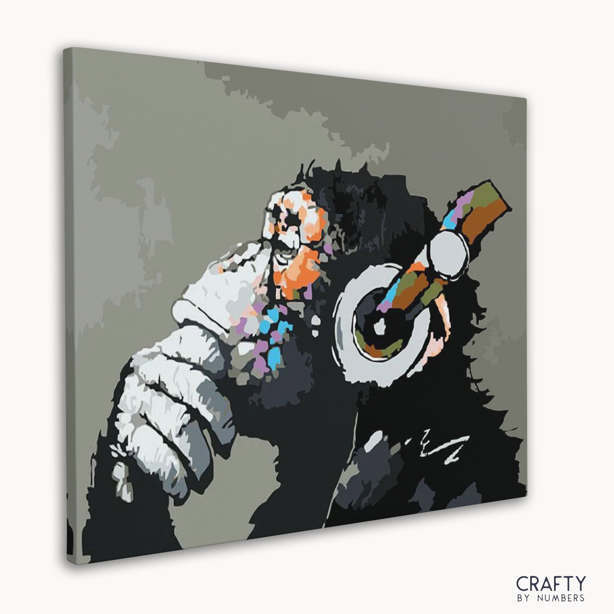 A colorful Musical Monkey paint by number style reminiscent of vincent van gogh famous paintings with expressive brush strokes.