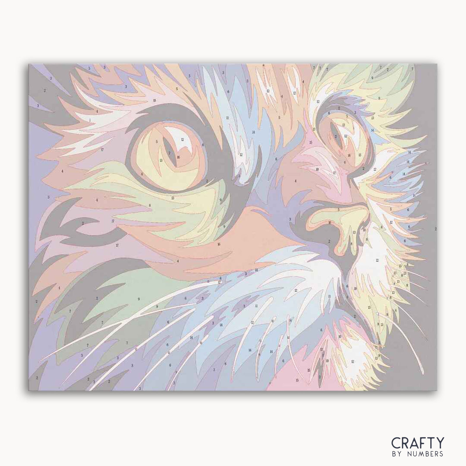 Curious cat artwork with expressive eyes and vivid modern color