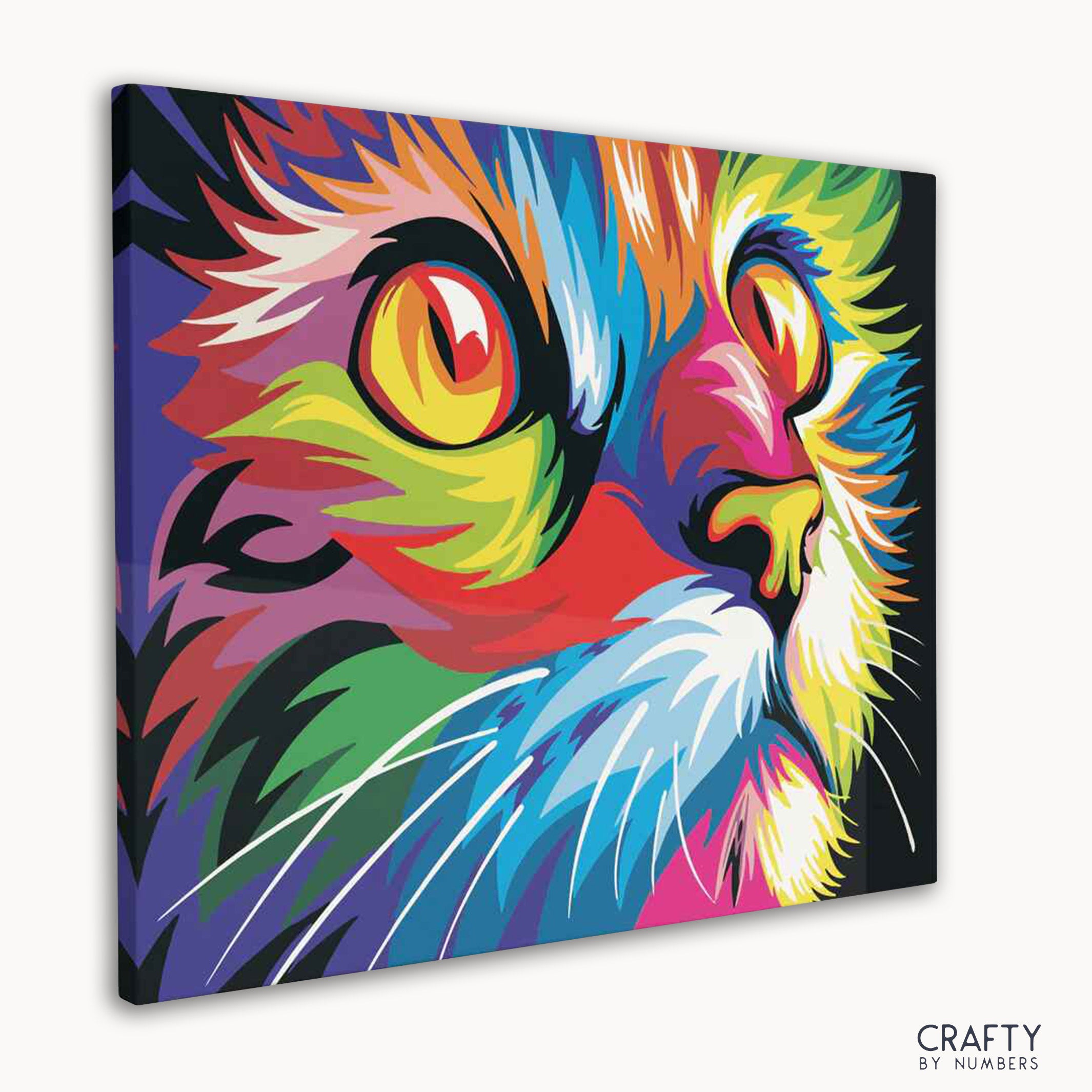 Detailed Colorful Cat paint by number with a style reminiscent of famous landscape paintings and famous paintings of people by famous artists paintings.