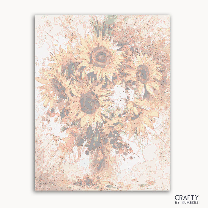 Sunflower Burst paint by number inspired by famous paintings and van gogh famous paintings featuring vibrant yellow petals.