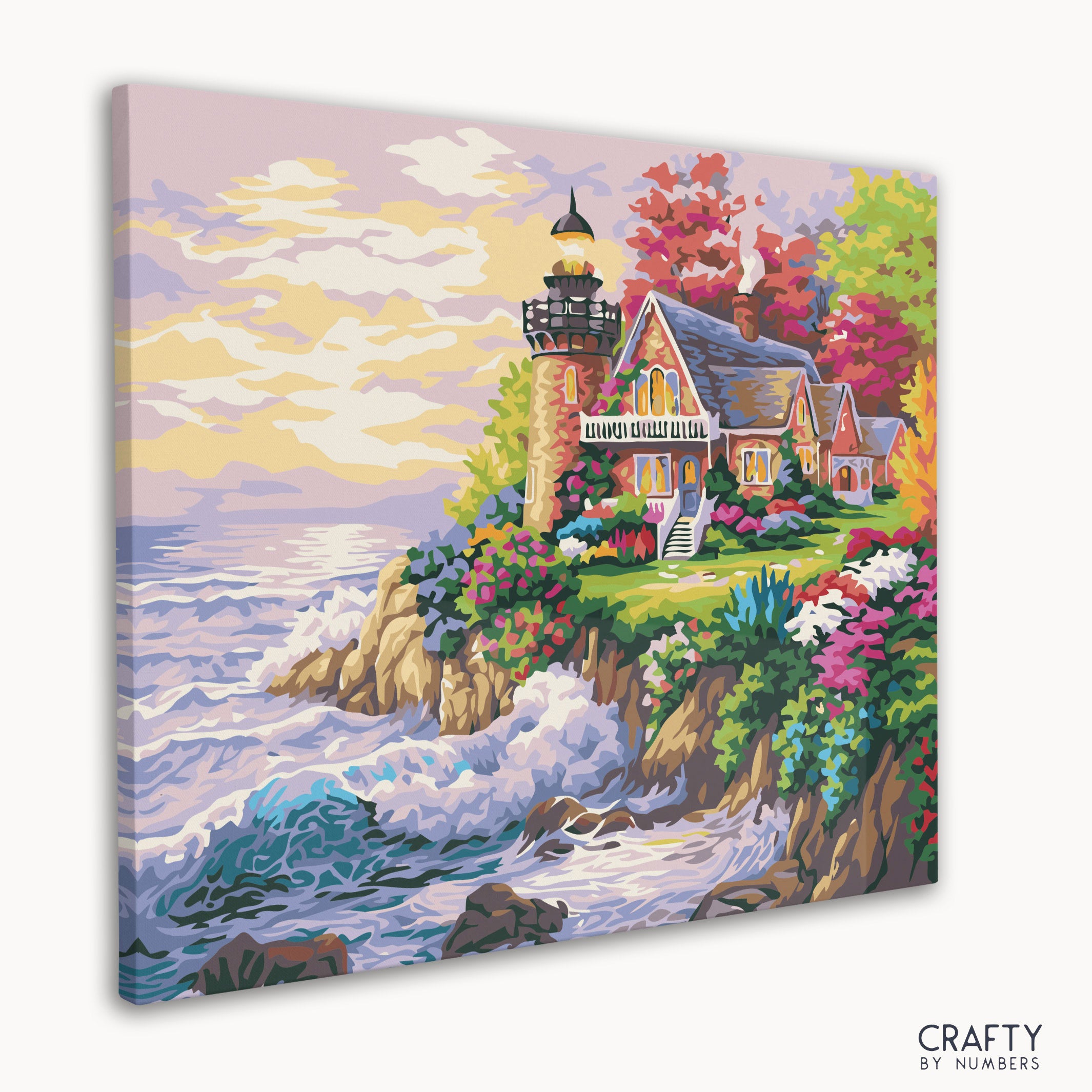 Small lighthouse paint by numbers kit box front view