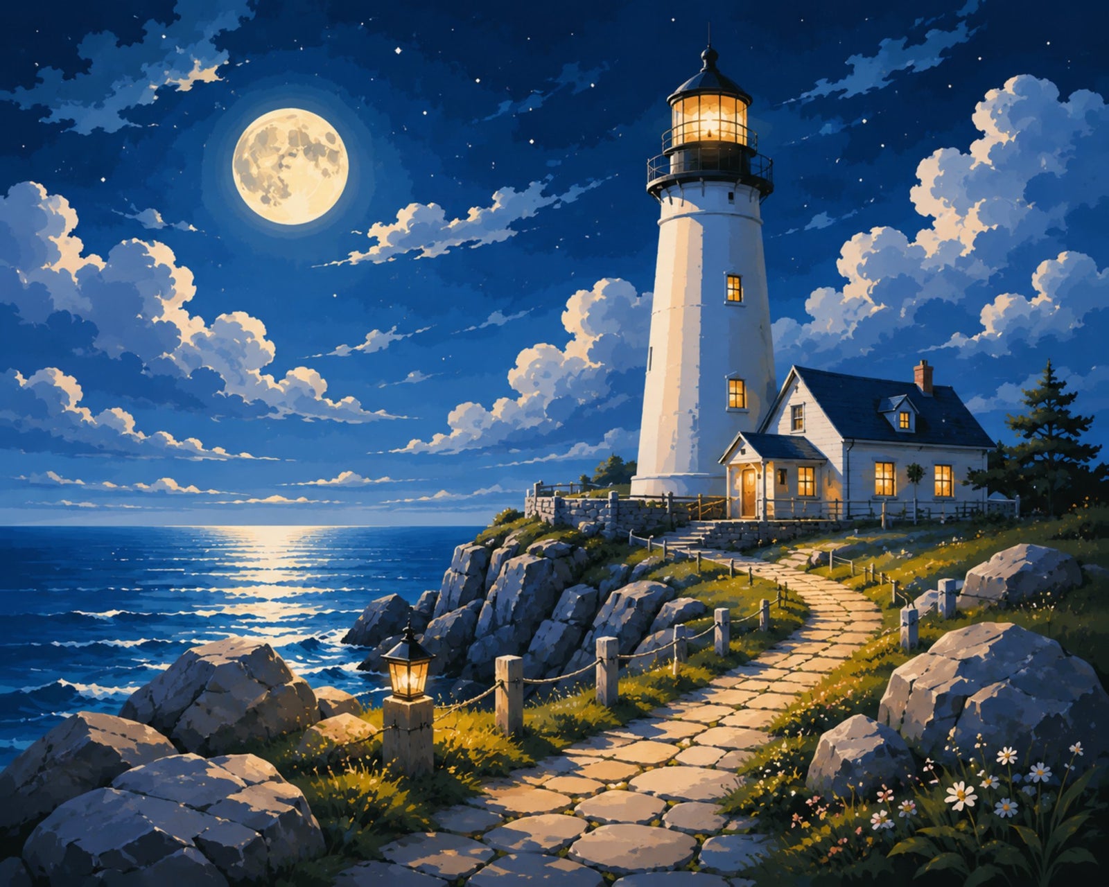 Phare au clair de lune