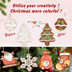 Before and after comparison of Christmas ornaments with colorful design elements.