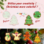 Before and after transformation of Christmas tree ornaments with colorful paint options.